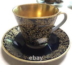 Vintage Echt Weimar Kobalt Set of 4 Demitasse Cups & 4 Saucers 84 Made in GDR