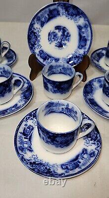 Vintage English Flow Blue Demitasse Tea Cups. Set