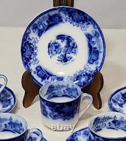Vintage English Flow Blue Demitasse Tea Cups. Set