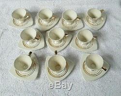 Vintage Espresso Demitasse Cups & Saucers Set of 10 Art Deco Style