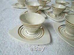 Vintage Espresso Demitasse Cups & Saucers Set of 10 Art Deco Style