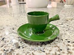 Vintage Fiesta FOREST GREEN Demitasse Stick Handled Cup & Saucer Fiestaware 50's