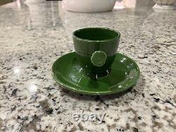 Vintage Fiesta FOREST GREEN Demitasse Stick Handled Cup & Saucer Fiestaware 50's