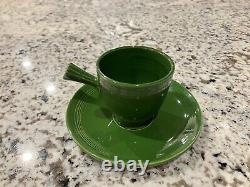 Vintage Fiesta FOREST GREEN Demitasse Stick Handled Cup & Saucer Fiestaware 50's