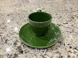 Vintage Fiesta FOREST GREEN Demitasse Stick Handled Cup & Saucer Fiestaware 50's