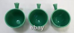 Vintage Fiesta HLC Older Demitasse Cup & Saucer Lot Of 6 Stick Handle Green USA