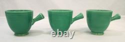 Vintage Fiesta HLC Older Demitasse Cup & Saucer Lot Of 6 Stick Handle Green USA