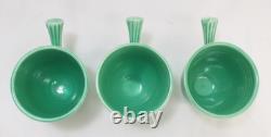 Vintage Fiesta HLC Older Demitasse Cup & Saucer Lot Of 6 Stick Handle Green USA