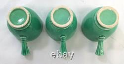 Vintage Fiesta HLC Older Demitasse Cup & Saucer Lot Of 6 Stick Handle Green USA
