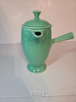 Vintage Fiesta Ware Green Demitasse Coffee Pot & 6 Demitasse Cups & Saucers