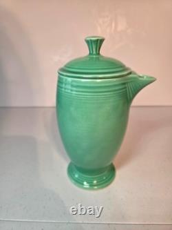 Vintage Fiesta Ware Green Demitasse Coffee Pot & 6 Demitasse Cups & Saucers