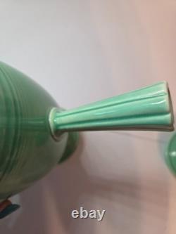 Vintage Fiesta Ware Green Demitasse Coffee Pot & 6 Demitasse Cups & Saucers