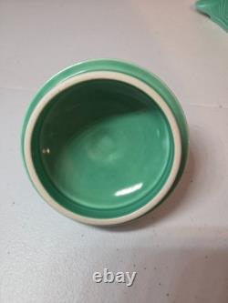 Vintage Fiesta Ware Green Demitasse Coffee Pot & 6 Demitasse Cups & Saucers