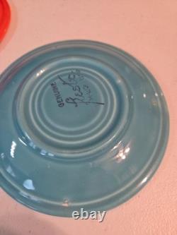 Vintage Fiesta Ware Green Demitasse Coffee Pot & 6 Demitasse Cups & Saucers