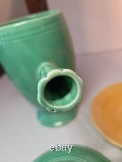 Vintage Fiesta Ware Green Demitasse Coffee Pot & 6 Demitasse Cups & Saucers