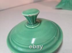 Vintage Fiesta Ware Green Demitasse Coffee Pot & 6 Demitasse Cups & Saucers