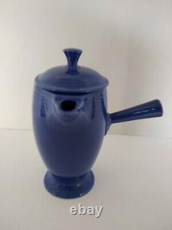Vintage Fiestaware Cobalt Demitasse Pot with Seven Cups & Eight Saucers