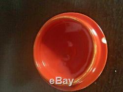 Vintage Fiestaware Red Demitasse Pot with Six Cups & Saucers
