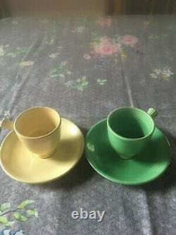 Vintage Fiestaware Red Demitasse Pot with Six Cups & Saucers