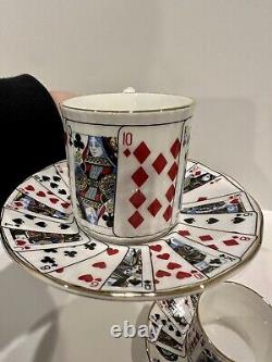 Vintage Fine China Set Cup/Saucer Playing Cards Game/ Demitasse Unique