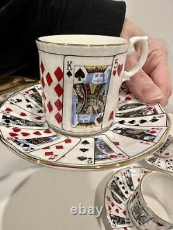 Vintage Fine China Set Cup/Saucer Playing Cards Game/ Demitasse Unique