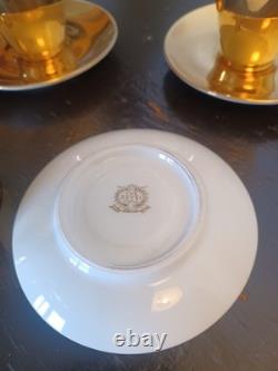 Vintage Fine Seyei china gold-plated espresso/demitasse cups and saucers, Japan