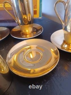 Vintage Fine Seyei china gold-plated espresso/demitasse cups and saucers, Japan