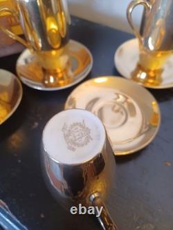 Vintage Fine Seyei china gold-plated espresso/demitasse cups and saucers, Japan