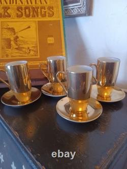 Vintage Fine Seyei china gold-plated espresso/demitasse cups and saucers, Japan