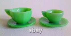 Vintage Fireking Jadeite Demitasse Cup Saucer Coffee Sugar Tea Anchor Hocking