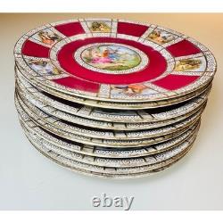 Vintage Fragonard Courting Couple 27pc Demitasse Set Burgundy Gold Czechoslavia