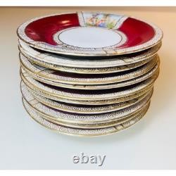 Vintage Fragonard Courting Couple 27pc Demitasse Set Burgundy Gold Czechoslavia