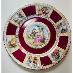 Vintage Fragonard Courting Couple 27pc Demitasse Set Burgundy Gold Czechoslavia