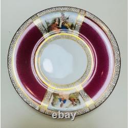 Vintage Fragonard Courting Couple 27pc Demitasse Set Burgundy Gold Czechoslavia