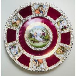 Vintage Fragonard Courting Couple 27pc Demitasse Set Burgundy Gold Czechoslavia
