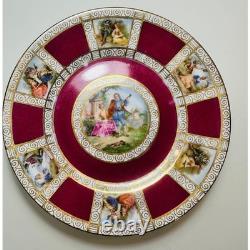 Vintage Fragonard Courting Couple 27pc Demitasse Set Burgundy Gold Czechoslavia
