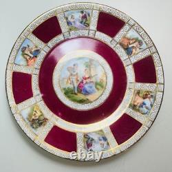 Vintage Fragonard Courting Couple 27pc Demitasse Set Burgundy Gold Czechoslavia