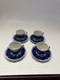 Vintage Gefle Sweden Flow Blue Demitasse Cups & Saucers Set Of 4 Porcelain