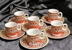 Vintage Georges Briard Peony Demitasse Expresso Cups & Saucers Set Of 6 Japan