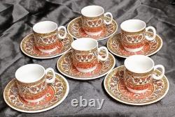 Vintage Georges Briard Peony Demitasse Expresso Cups & Saucers Set Of 6 Japan