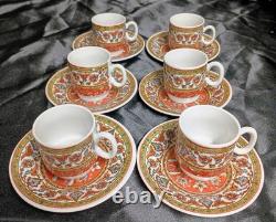 Vintage Georges Briard Peony Demitasse Expresso Cups & Saucers Set Of 6 Japan