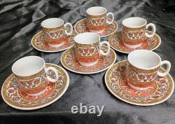 Vintage Georges Briard Peony Demitasse Expresso Cups & Saucers Set Of 6 Japan
