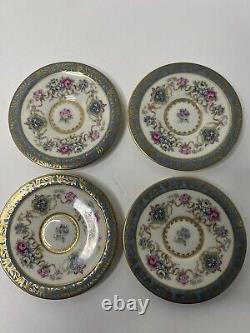 Vintage H & C Fine China Demitasse Cups & Saucers Set Coronado Bohemia Floral