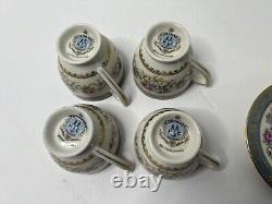 Vintage H & C Fine China Demitasse Cups & Saucers Set Coronado Bohemia Floral