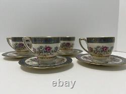 Vintage H & C Fine China Demitasse Cups & Saucers Set Coronado Bohemia Floral
