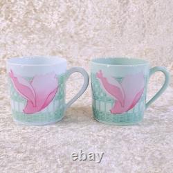 Vintage HERMES Demitasse Cup & Saucer LES PIVOINES Limoges Porcelain 2 Sets