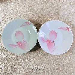 Vintage HERMES Demitasse Cup & Saucer LES PIVOINES Limoges Porcelain 2 Sets