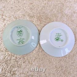 Vintage HERMES Demitasse Cup & Saucer LES PIVOINES Limoges Porcelain 2 Sets