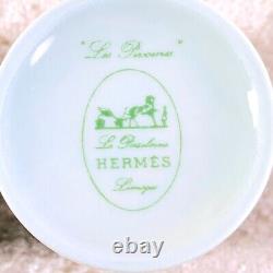 Vintage HERMES Demitasse Cup & Saucer LES PIVOINES Limoges Porcelain 2 Sets