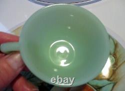 Vintage HTF Fire King Demitasse Jadeite Jane Ray Cup & Saucer in Excellent Cond